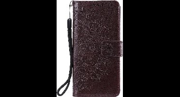 Shop4 - Geschikt voor Samsung Galaxy S20 Hoesje - Wallet Case Mandala Patroon Donker Bruin