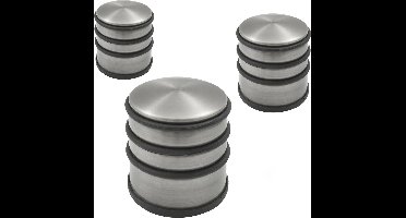 Deurstopper DARA nikkel satijn - 3 stuks - deurstop rond - zonder schroeven - diameter 7 cm en hoogte 7,7 cm