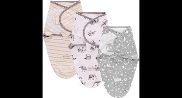 Baby Swaddle Wrap Deken voor pasgeborenen en baby's, 3 stuks, 100% ademend katoen, verstelbare inbakerdekens voor baby unisex 0-6 maanden (grijs)