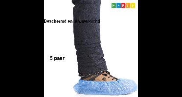 10x Blauwe Schoenhoezen - Waterdicht - Universeel Pasbaar - Waterdichte Regen Overschoenen - Wegwerp Schoenovertrek - Set Schoenenhoesjes van Heble®