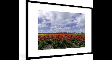 Fotolijst incl. Poster - Rode tulpen bij de Keukenhof in Zuid-Holland - 120x80 cm - Posterlijst