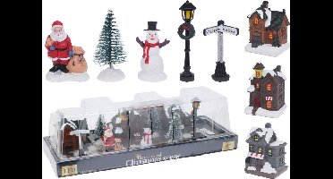 Christmas Decoration kerstdorp accessoires- figuurtjes/huisjes -10x