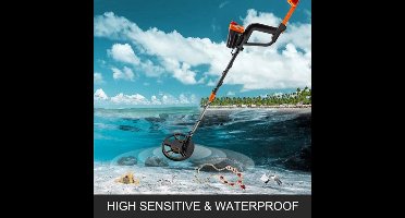 Metaaldetector - Metaalzoekapparaat voor professionals - Hoge nauwkeurigheid - Gevoelig LCD-scherm - Waterdicht - Zwart en oranje