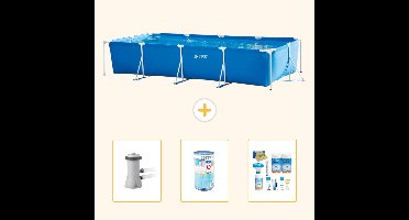 Intex Rechthoekig Frame Zwembad - 450 x 220 x 84 cm - Blauw - Inclusief Zwembadfilterpomp - Filter - Onderhoudspakket - 4-delig