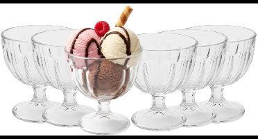 Excellent Houseware IJcoupes / dessert serveer schaaltjes - op voet - set 6x stuks - glas - 425 ml