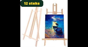 Budgetland Schildersezel [12 Stuks] – 50 cm – Schildersezel tafelmodel - Inklapbare Schilderstandaard – Tafelezel - Hout - Voor Doeken tot 42 cm – Schildersezel voor Volwassenen - Schilderezel – Ideaal voor Schilderen, Presentaties & Workshops