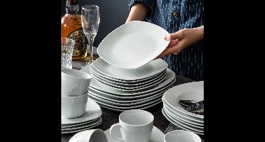 Servies - Servies set - 30-Delig - Porselein Serviesset – Luxe Keramiek Diner Set – Servies voor 6 Personen – Vaatwasser & Magnetronbestendig - Wit