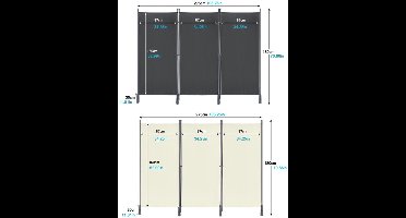 Kamerscherm – Kamerverdeler – Roomdivider – Paravent – Scheidingswand – Vouwbaar – Vrijstaand – Polyester Doek – 275x180 cm – Beige – 3-delig