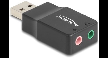 Delock External USB Sound Card with USB-A male to 2 x 3.5 mm Stereo jack Plug & Play audio adapter black