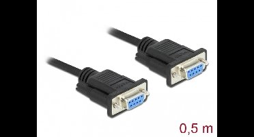 Delock Serial Cable RS-232 D-Sub 9 female to female null modem with narrow plug housing - Full Handshaking - 0.5 m