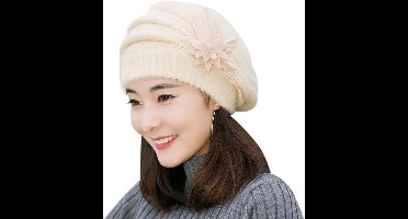 Wintermuts Voor Dames - Gebreide baret voor dames - gebreide muts voor dames - casual gebreide muts met bloemenpatroon