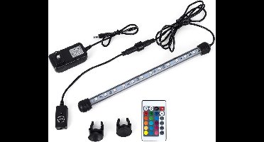 Oneay 38 cm Volledig Onderwater LED Aquariumverlichting – 1,2W RGB met Afstandsbediening – IP68 Waterdichte Glasbalk met 21 LED’s - Europese norm