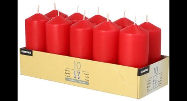 10 Stompkaarsen Ø 40 mm · 90 mm rood
