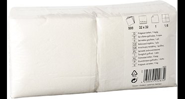 Servetten wit, 32x32 cm, 1 - laags, 500 stuks