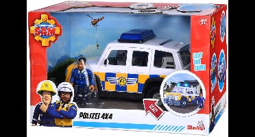 Simba Brandweerman Sam politieauto speelgoed met speelfiguur Malcolm.