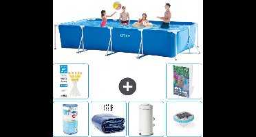 Intex Rechthoekig Frame Zwembad - 450 x 220 x 84 cm - Blauw - Inclusief Filter - Solarzeil - Zwembadfilterpomp - Verlichting - 7-delig