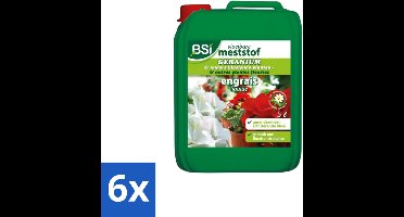BSI – Geranium Vloeibare Meststof – Rijke Bloei & Sterke Groei – 5 L - Voordeelverpakking - 6 stuks