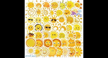 Stickers Voor Waterflessen, Laptops - 50 Stuks Zonnestickers Met Cartoonontwerp - Waterdicht en Schattig