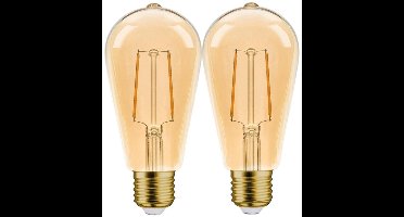 2 stuks | Ledmaxx LED Rustieklamp ST64 4W 360lm 2200K Goud Niet-Dimbaar | E27 | Zeer Warm Wit | 4 watt | 15.000 Branduren