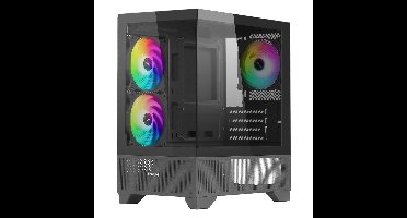 Gaming PC Behuizing - Mini Tower - Componenten Beschermen - Panorama Glas Panel - Micro-ATX Formaat - Zwart
