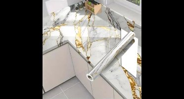 Zelfklevend Waterbestendig Behang voor de Keuken – Luxe Marmerlook, Vet- en Hittebestendig, Op Maat te Knippen, Behang voor Keukenkasten, Geschikt voor Badkamers en Keukens, Meubelrenovatie, Werkbladen en Wandbekleding – 60cm x 1000cm