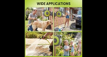 Intrekbare Tuinslanghaspel – Waterslanghaspel – Slanghaspel Wandmontage – Tuinslanghouder – Automatische Slangoproller – 42 Meter Slanglengte – 9-standen Mondstuk – Langzaam Terugtreksysteem – 180° Draaibare Beugel