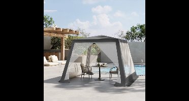 Tuinpaviljoen - Partytent - Tent - Easy up Partytent - 3x3m - met Muskietennet en Gaaswanden - Partytenten - Waterafstotende Tent voor Terras, Patio en Tuin - Eenvoudige Montage - Pergola - Paviljoen - Groen