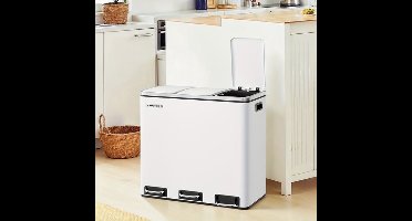 Keukenafvalbak – Prullenbak – Afvalemmer – Inzamelbak – Recyclingbak – 3 x 18L Compartimenten – Soft-Close Deksel en Stalen Frame