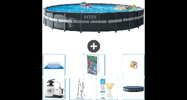 Intex Rond Ultra XTR Frame Zwembad - 732 x 132 cm - Inclusief Pomp - Ladder - Grondzeil - Afdekzeil Speelgoed - 8-delig