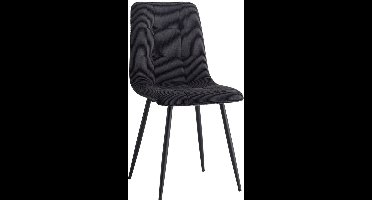 Eetkamerstoelen - Eetstoelen - Keukenstoelen - Set van 4 - Ergonomische - met Rugleuning - Voor Keuken - Eetgedeelte - Corduroy Stof - Metalen Poten - 43 x 44 x 99.5 cm - Zwart