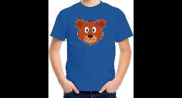 Cartoon beer t-shirt blauw voor jongens en meisjes - Kinderkleding / dieren t-shirts kinderen 110/116