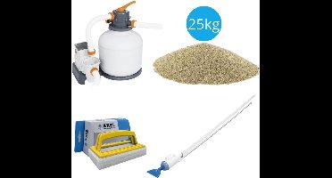 Bestway - Zwembadstofzuiger AquaCrawl & Zandfilterpomp 5678 L/u & Filterzand 25 kg & WAYS Scrubborstel