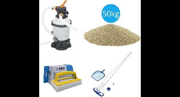 Bestway - Zwembadstofzuiger AquaClean & Zandfilterpomp 3028 L/u & Filterzand 50 kg & WAYS Scrubborstel