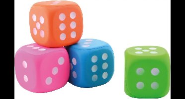 2x Grote foam dobbelsteen/dobbelstenen roze 12 cm - Dobbelspellen - Spelletjes met dobbelstenen