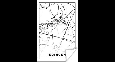 Poster Stadskaart – Plattegrond – België – Zwart Wit – Edingen – Kaart - 20x30 cm