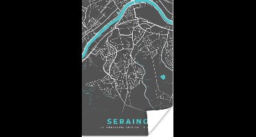 Poster Stadskaart – Grijs - Kaart – Seraing – België – Plattegrond - 20x30 cm