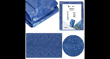 Springos Afdekzeil | Dekzeil | Zeildoek | Waterdicht | PVC | 3 x 5 m | 60 g/m2 | Blauw