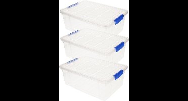 Plasticforte Opbergbox met deksel - 5x stuks - 9 liter - transparant - kunststof - opbergkist