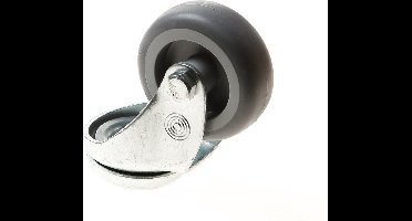 Kelfort Zwenkwiel met boutgat, grijs rubber wiel met glijlager, 50kg 50mm