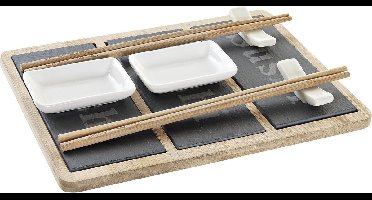 Items 7-delige sushi serveer set - bamboe - voor 2 personen - Sushi servies