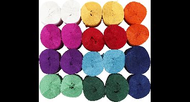 Creotime Crêpepapier 20 M 5 Cm 20 Stuks Multicolor