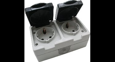 Benson Spatwaterdichte dubbele wandcontactdoos met deksel en randaarde - opbouw - IP44