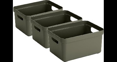 Sunware Opbergbox Sigma - 6x stuks - kunststof - donkergroen - 5 liter - Opbergbakken/opbergers - 25,2 x 18 x 12,2 cm
