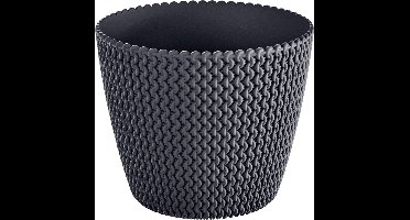 Prosperplast Plantenpot/bloempot Splofy - antraciet - kunststof - D13 x H11 cm - binnen/buiten - stijlvol