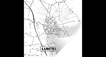 Muurstickers - Sticker Folie - Lunteren - Stadskaart - Kaart - Plattegrond - Nederland - Zwart Wit - 30x30 cm - Plakfolie - Muurstickers Kinderkamer - Zelfklevend Behang - Zelfklevend behangpapier - Stickerfolie