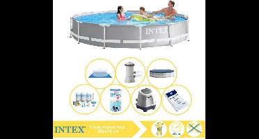 Intex Prism Frame Zwembad - Opzetzwembad - 366x76 cm - Inclusief Afdekzeil, Onderhoudspakket, Filter, Grondzeil, Zoutsysteem en Zout