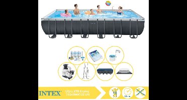 Intex Ultra XTR Frame Zwembad - Opzetzwembad - 732x366x132 cm - Inclusief Onderhoudspakket, Glasparels en Skimmer