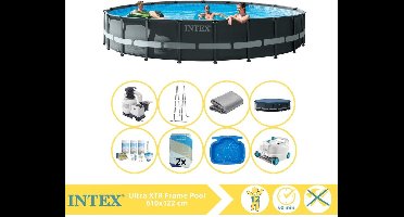 Intex Ultra XTR Frame Zwembad - Opzetzwembad - 610x122 cm - Inclusief Onderhoudspakket, Filterzand, Luxe Zwembad Stofzuiger en Voetenbad