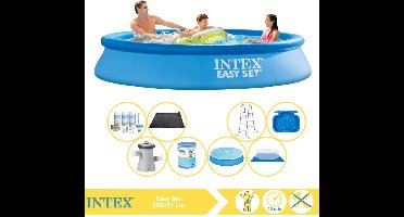 Intex Easy Set Zwembad - Opblaaszwembad - 305x61 cm - Inclusief Solarzeil, Onderhoudspakket, Zwembadpomp, Filter, Grondzeil, Solar Mat, Trap en Voetenbad