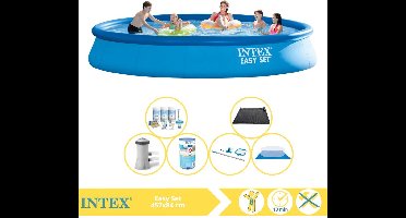 Intex Easy Set Zwembad - Opblaaszwembad - 457x84 cm - Inclusief Onderhoudspakket, Filter, Grondzeil, Onderhoudsset en Solar Mat